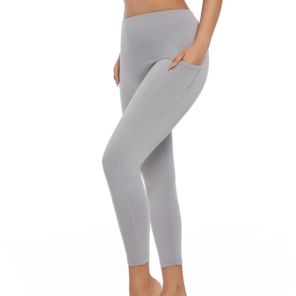 PureWoven Bamboo Leggings Size Medium Gray Pants with Pockets BRAND NEW